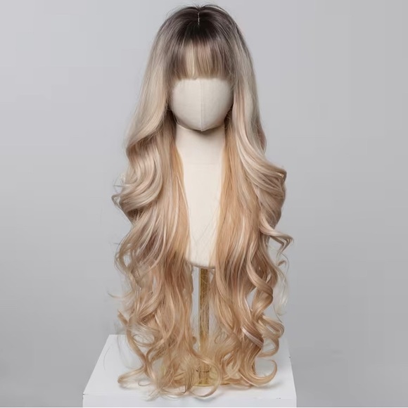 Other - Long Wavy Blonde Ombre Wig with Bangs - Women Hair